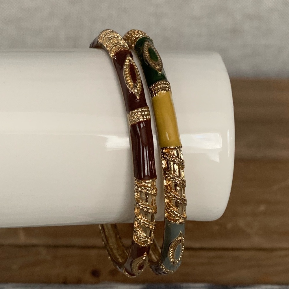 Enamel Bangle Bracelets (Set of 2)